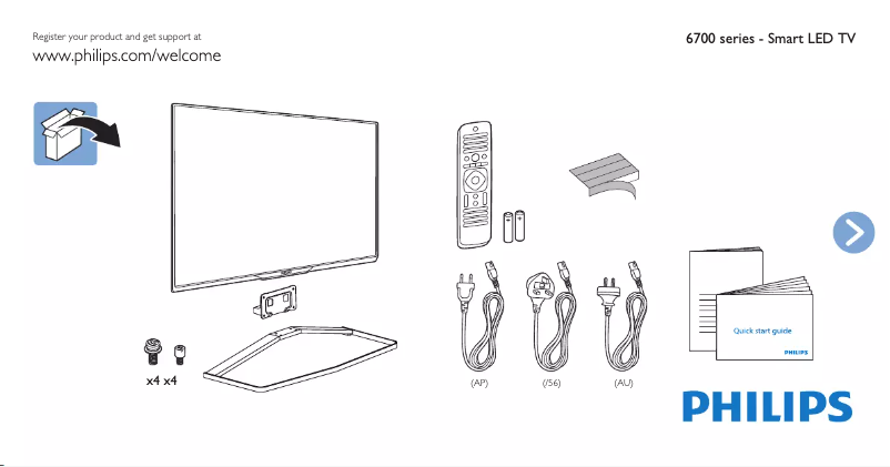Page 1 of the manual Quick Start Guide Philips 50PFT6709