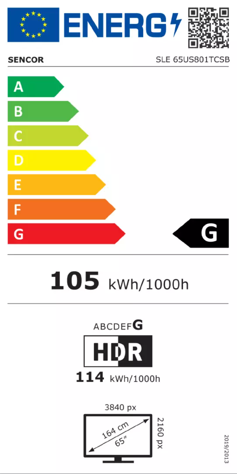 Page n°1 - Label énergétique Sencor SLE 65US801TCSB