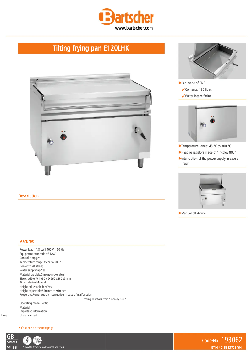 Image de la première page du manuel de l'appareil E120LHK