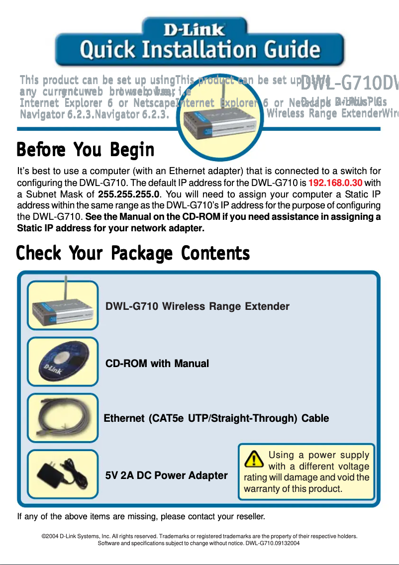 Page 1 of the manual User Manual D-Link DWL-G710