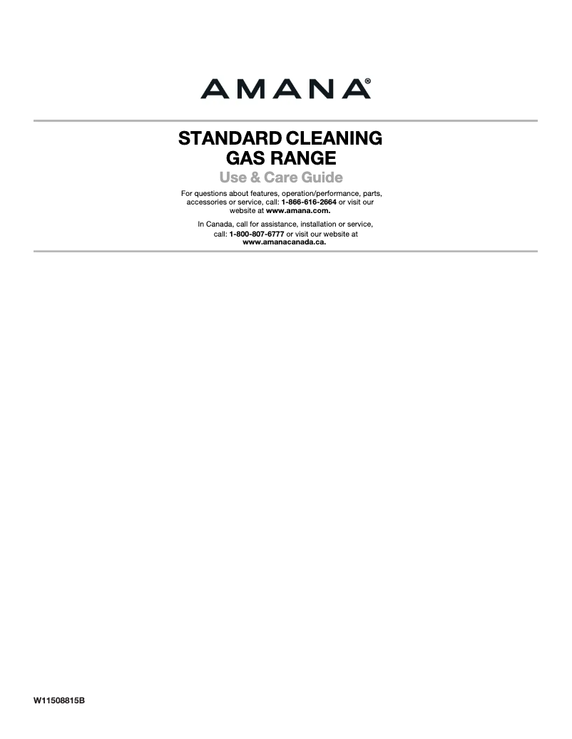 Page n°1 - Manuel d'utilisation et d'entretien Amana AGR6303MMS