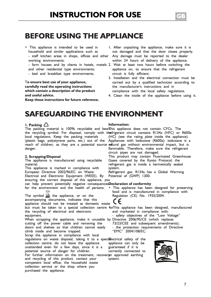 Page 1 de la notice Manuel utilisateur Whirlpool ARC 5513