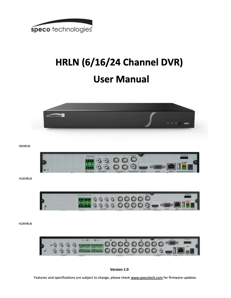 Page 1 de la notice Manuel utilisateur Speco Technologies H6WHRLN