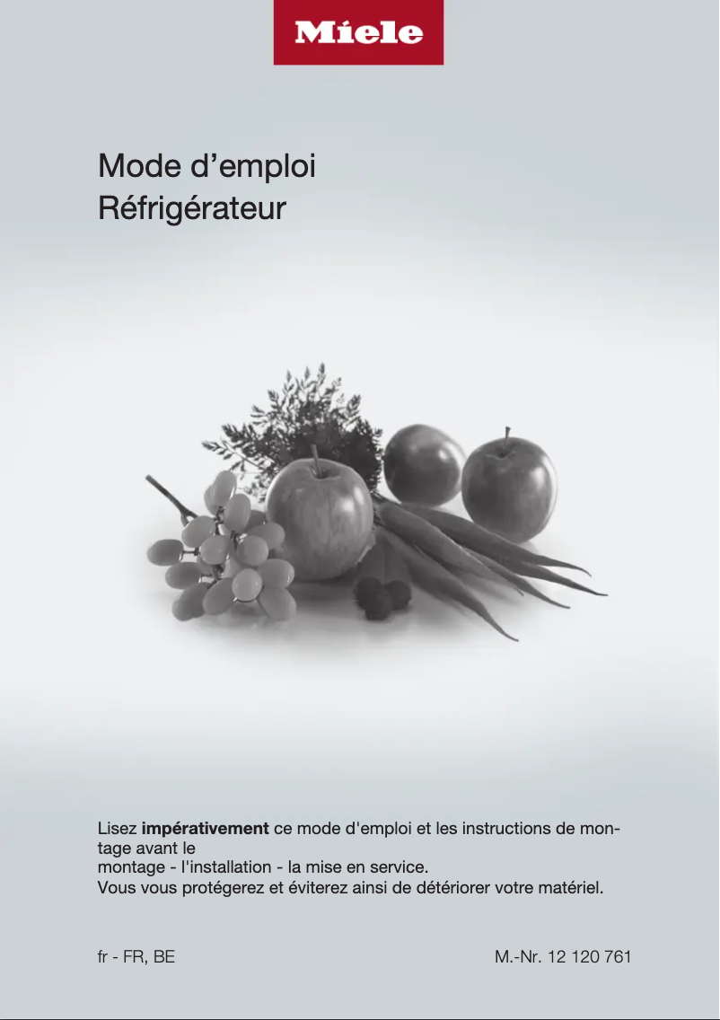 Page 1 de la notice Manuel utilisateur Miele K 4323 FD WS