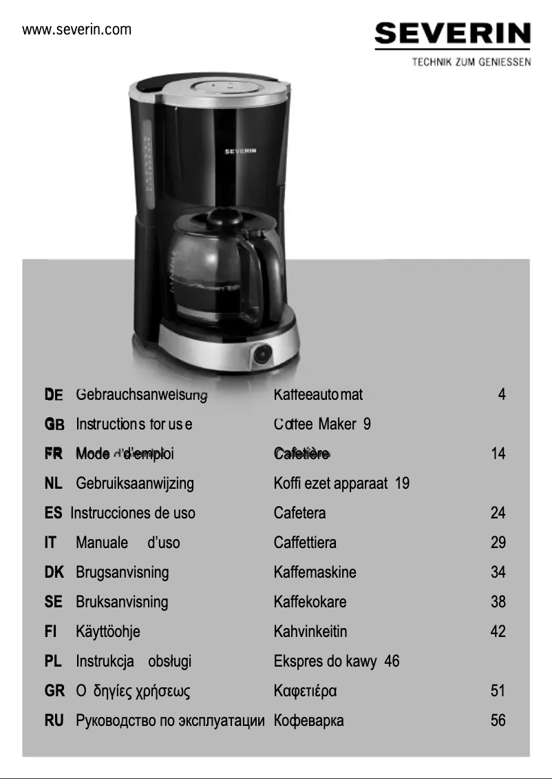 Page 1 de la notice Mode d'emploi Severin KA 4490