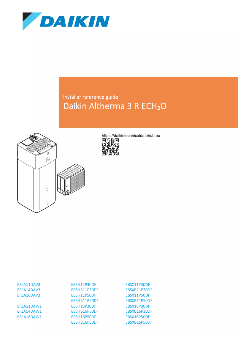 Page 1 de la notice Guide d'installation Daikin EBSHB16P50DF