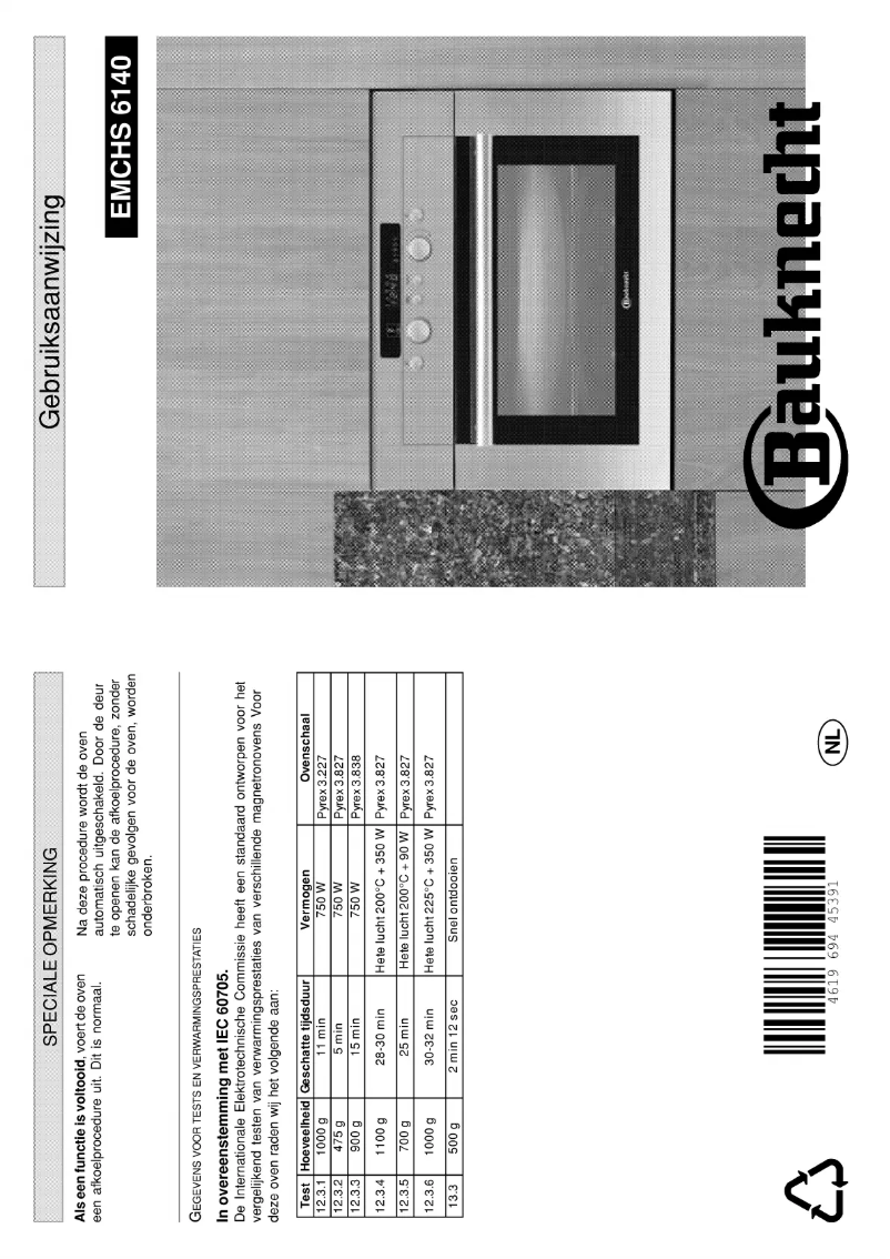 Page n°1 - Manuel utilisateur Bauknecht EMCHS 6140 IN