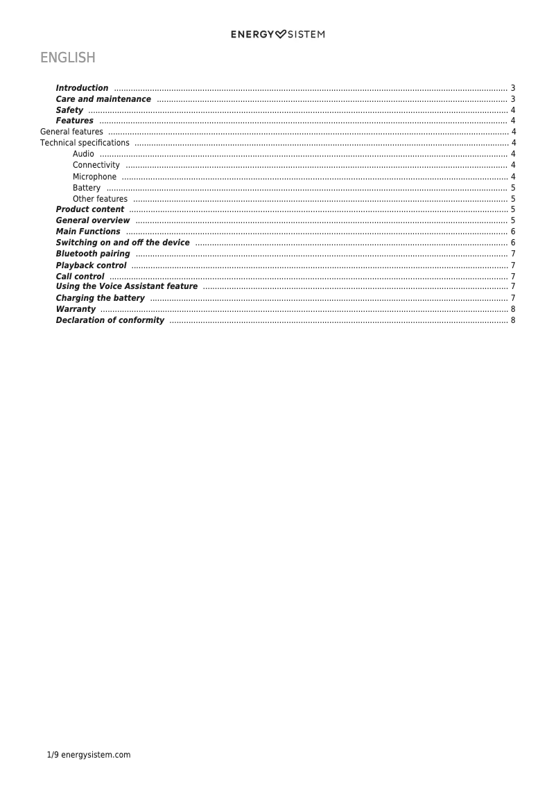 Page 1 de la notice Manuel utilisateur Energy Sistem Earphones Sport 2 True Wireless