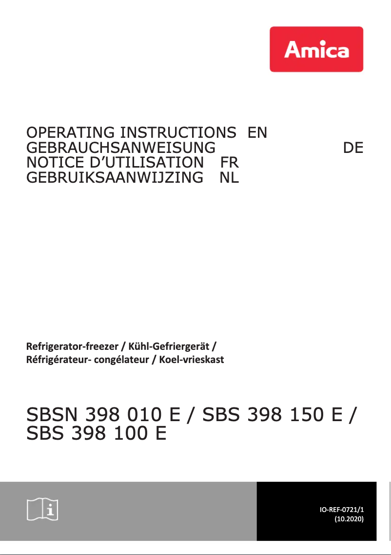 Page 1 de la notice Manuel utilisateur Amica SBSN 398 100 E