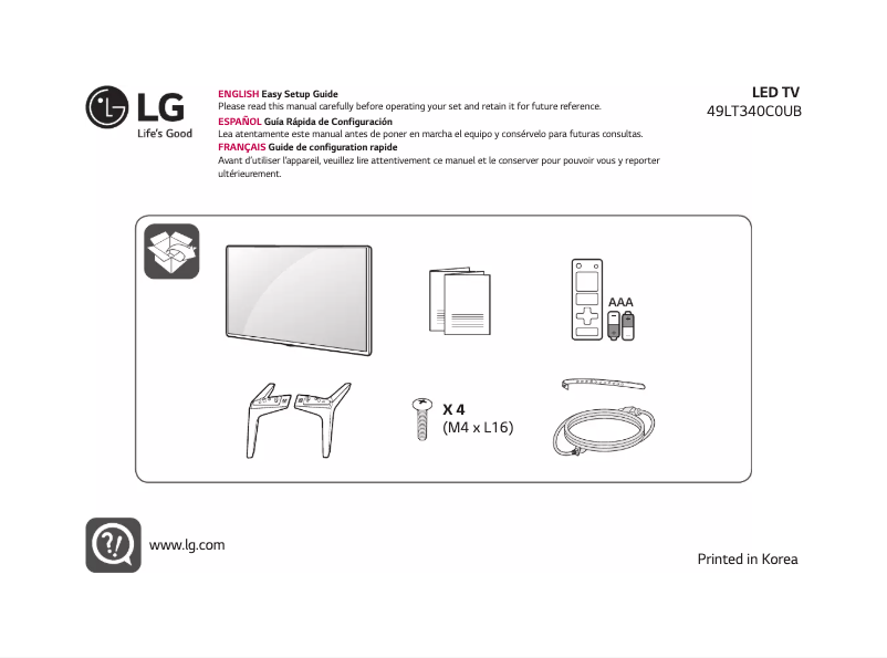 Page 1 de la notice Manuel utilisateur LG 49LT340C0UB