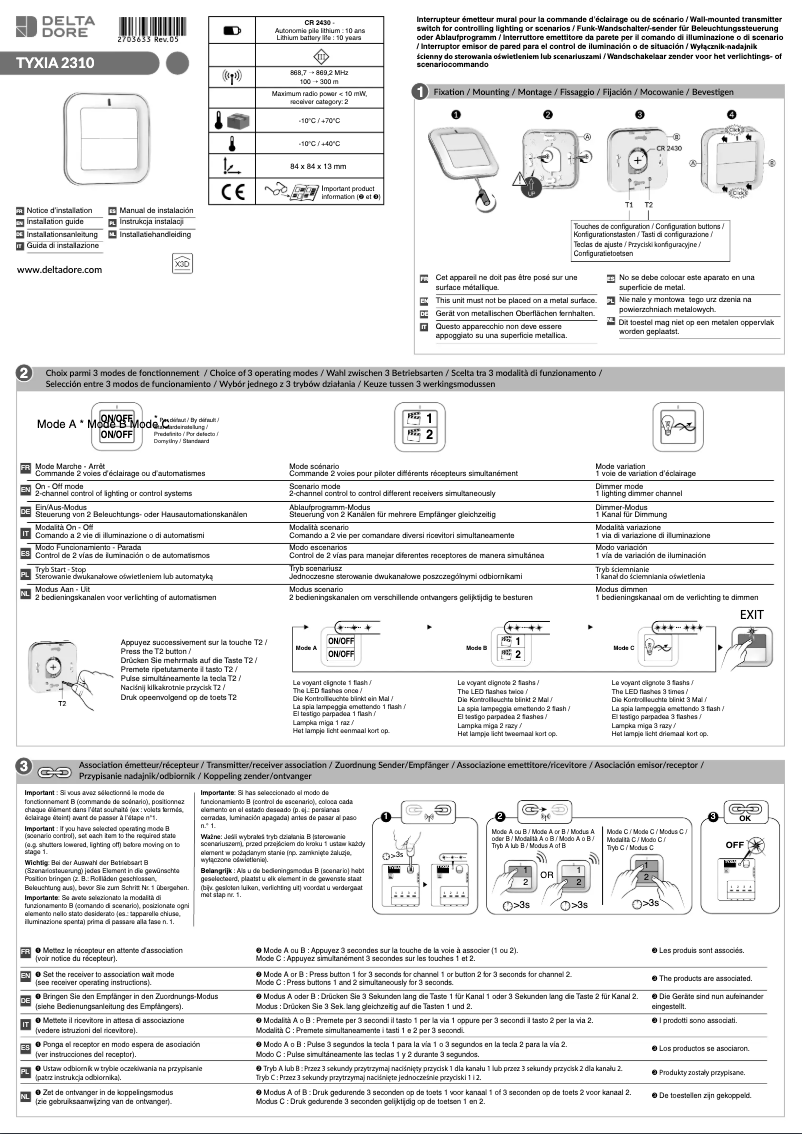 Image de la première page du manuel de l'appareil Tyxia 2310