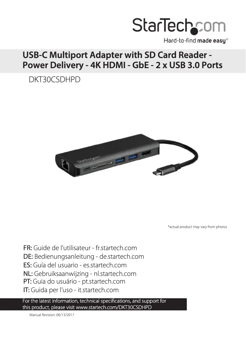 Image de la première page du manuel de l'appareil DKT30CSDHPD