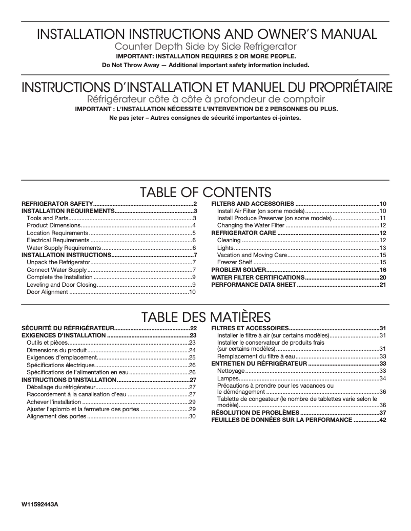 Page 1 de la notice Guide d'installation Maytag W10267701RP