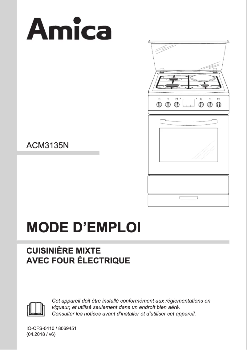 Page 1 de la notice Manuel utilisateur Amica ACM3135N