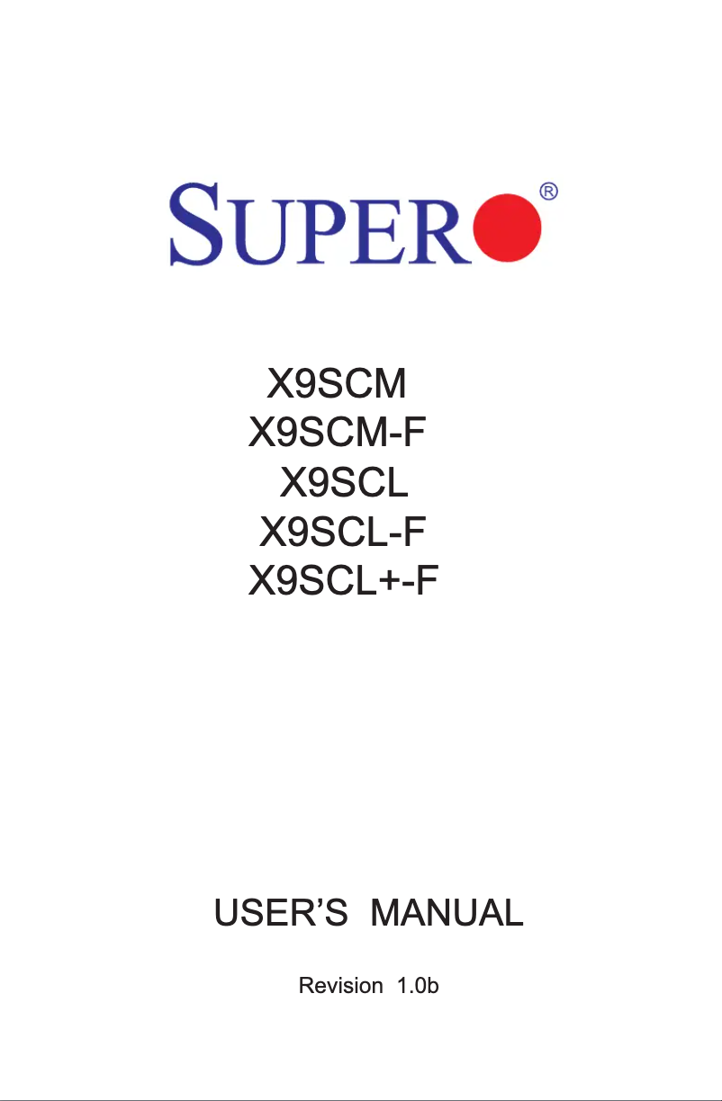 Page n°1 - Manuel utilisateur Supermicro X9SCL-B