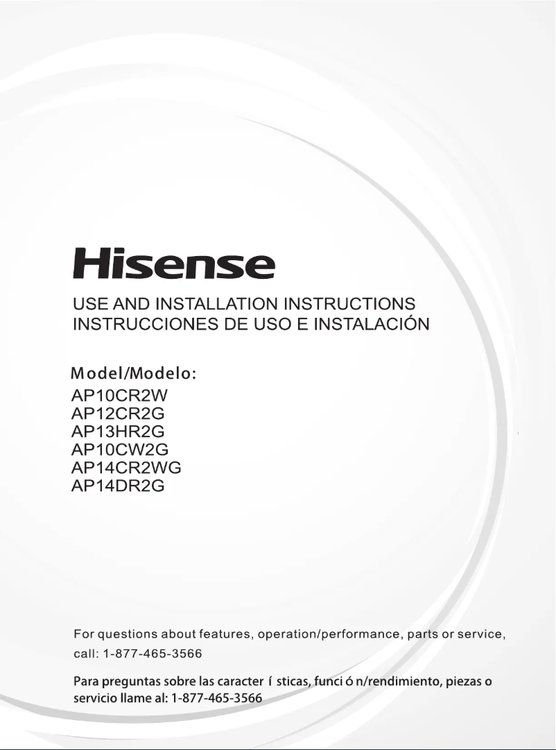 Page 1 de la notice Manuel utilisateur Hisense AP10CW2G