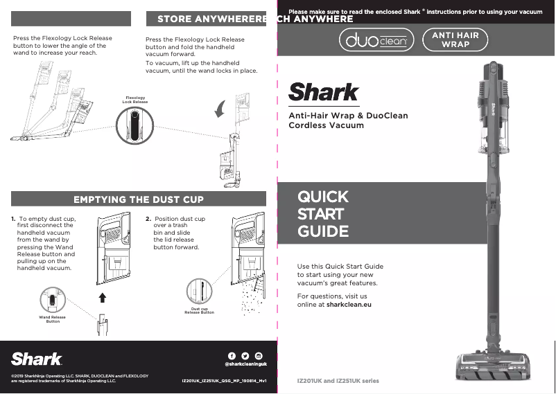 Page 1 de la notice Manuel utilisateur Shark DuoClean IZ201UKT