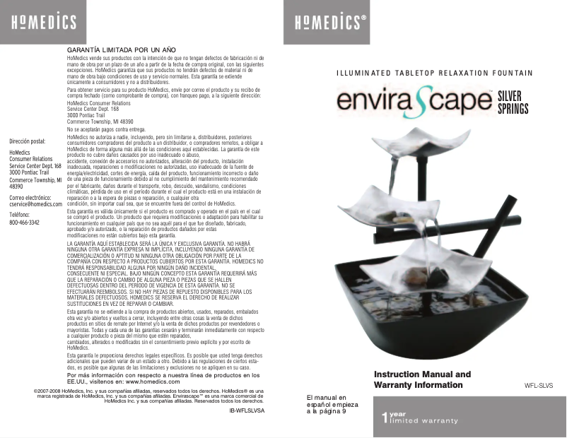 First page image of the manual for Envira Scape WFL-SLVS