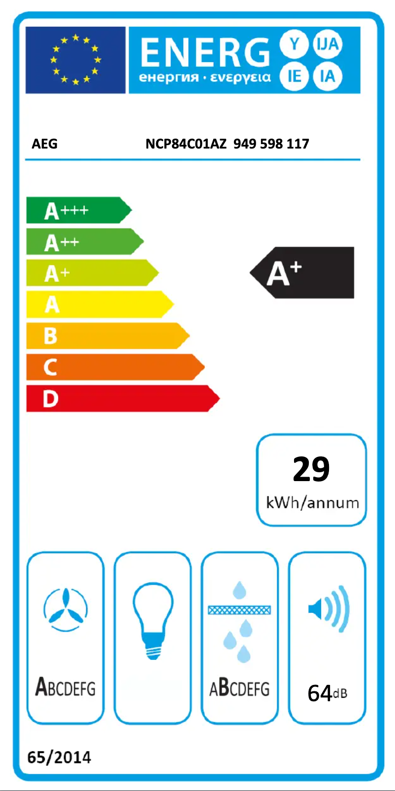 Page n°1 - Label énergétique AEG NCP84C01AZ