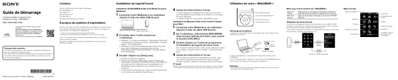 Image de la première page du manuel de l'appareil Walkman NWZ-E585