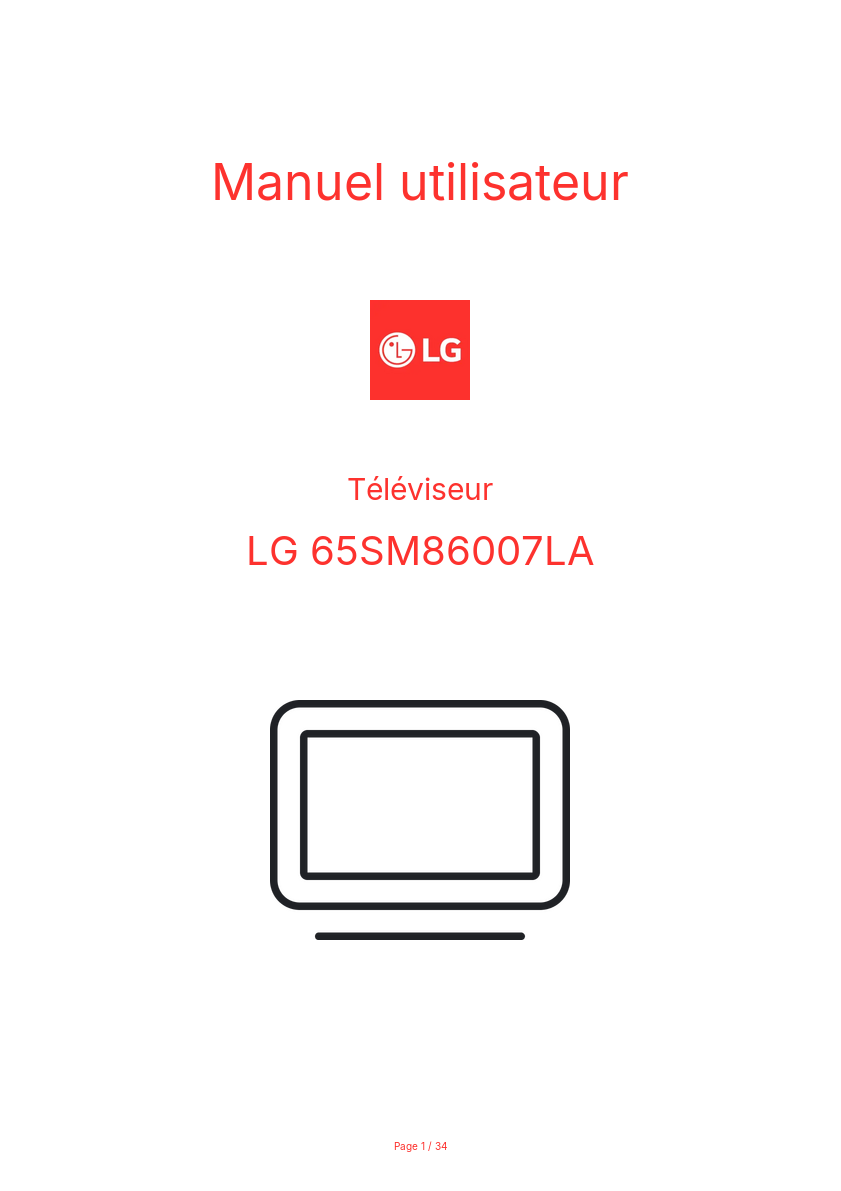 Page n°1 - Manuel utilisateur LG 65SM86007LA