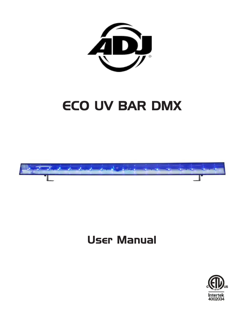 Image de la première page du manuel de l'appareil ECO UV Bar DMX