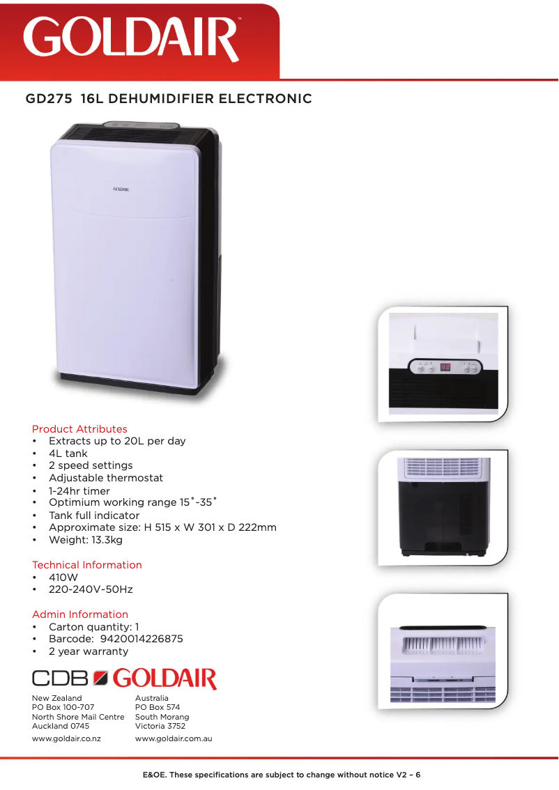 Image de la première page du manuel de l'appareil GD275