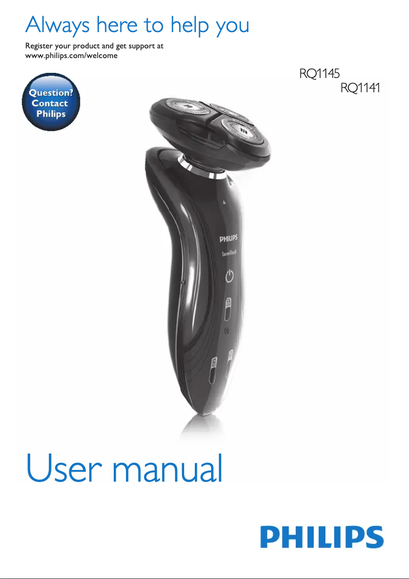 Page 1 de la notice Manuel utilisateur Philips Series 7000 SensoTouch RQ1141