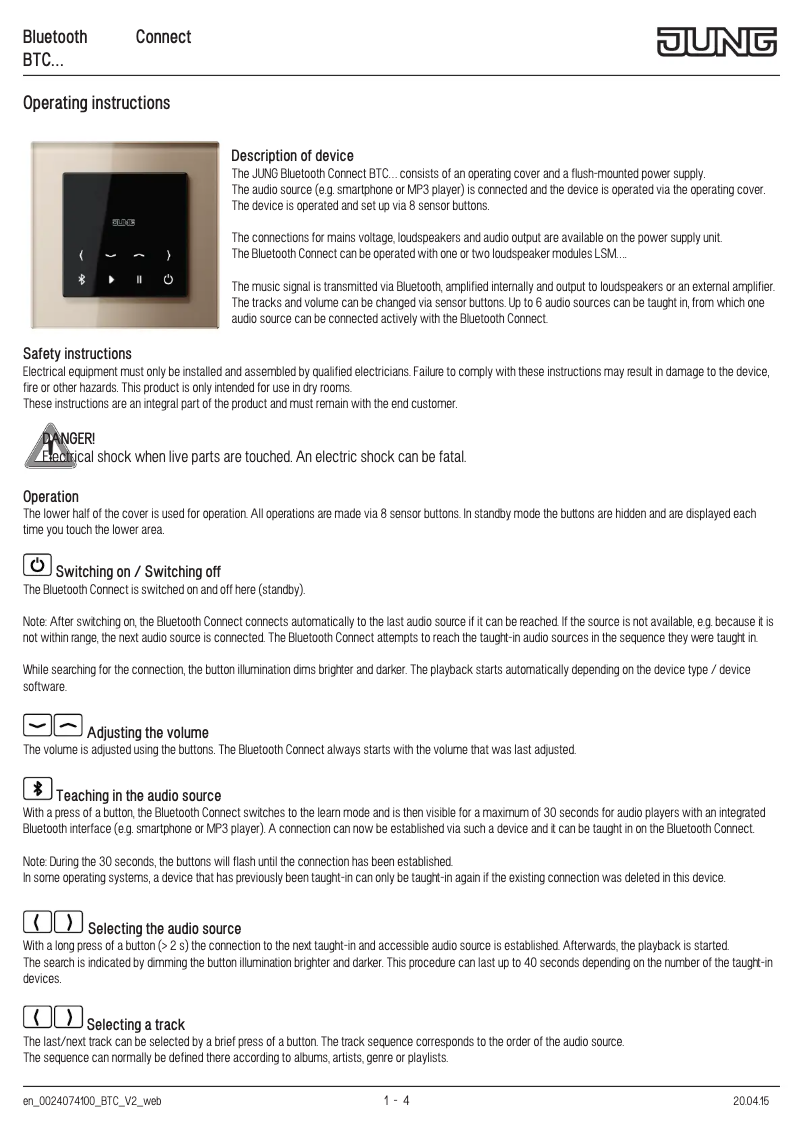 First page image of the manual for BTCAL2918