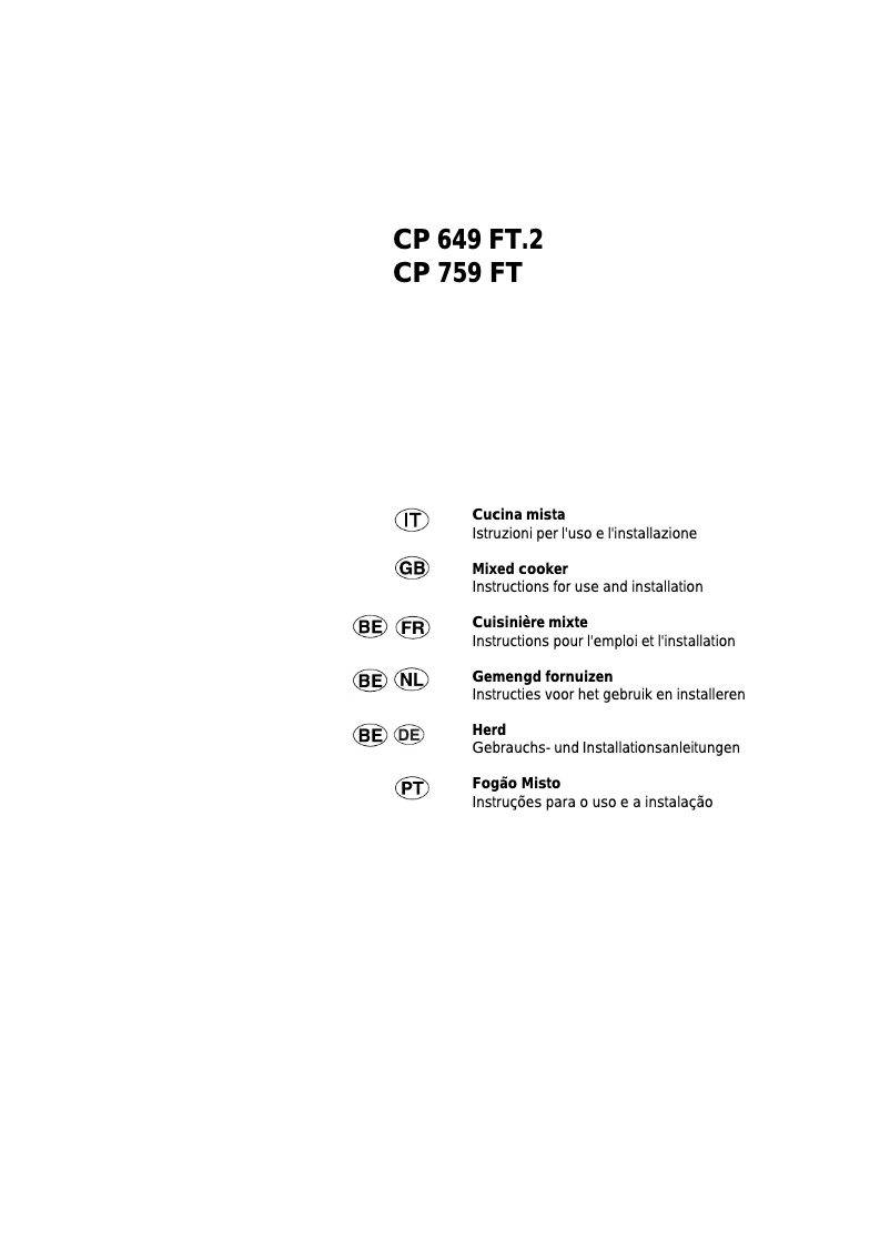 Page 1 de la notice Manuel utilisateur Ariston Thermo CP 649 FT