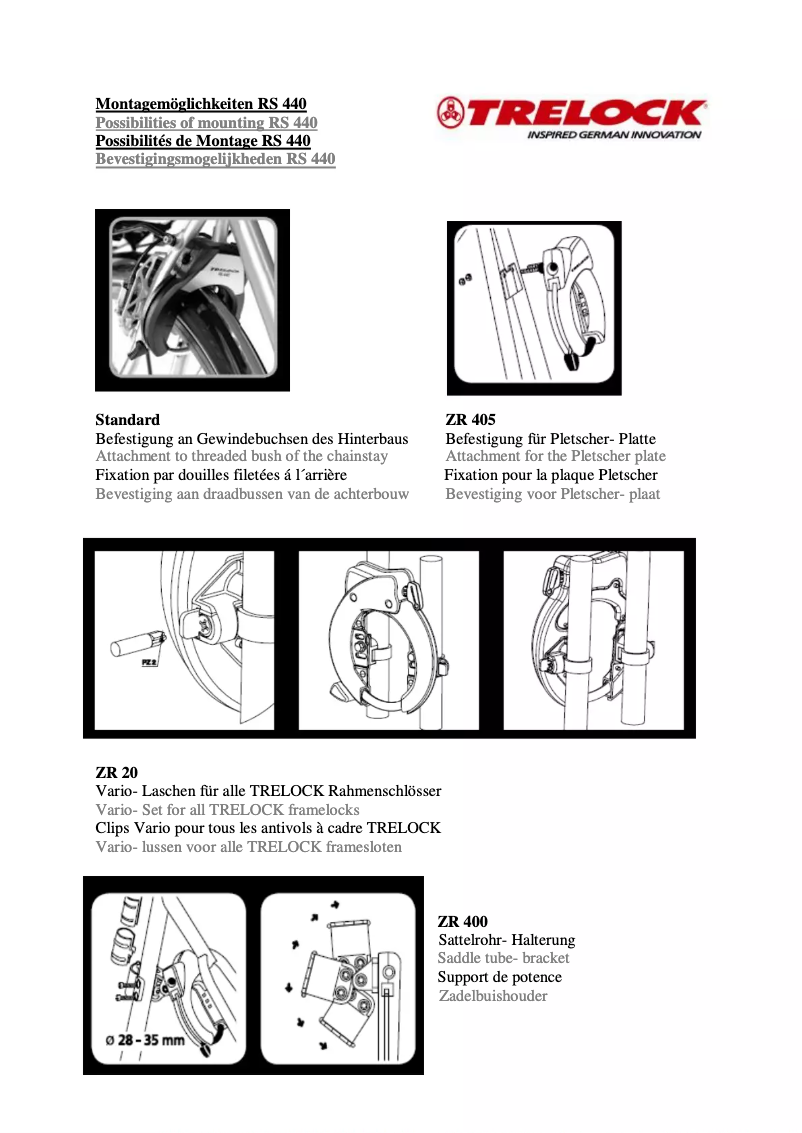 Page 1 de la notice Manuel utilisateur Trelock RS 440