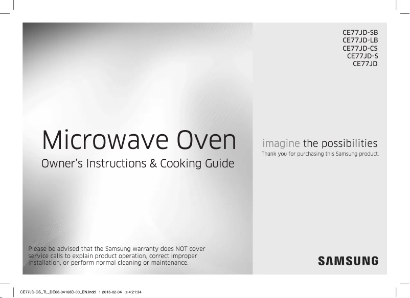 Page 1 de la notice Manuel utilisateur Samsung CE77JD-LB