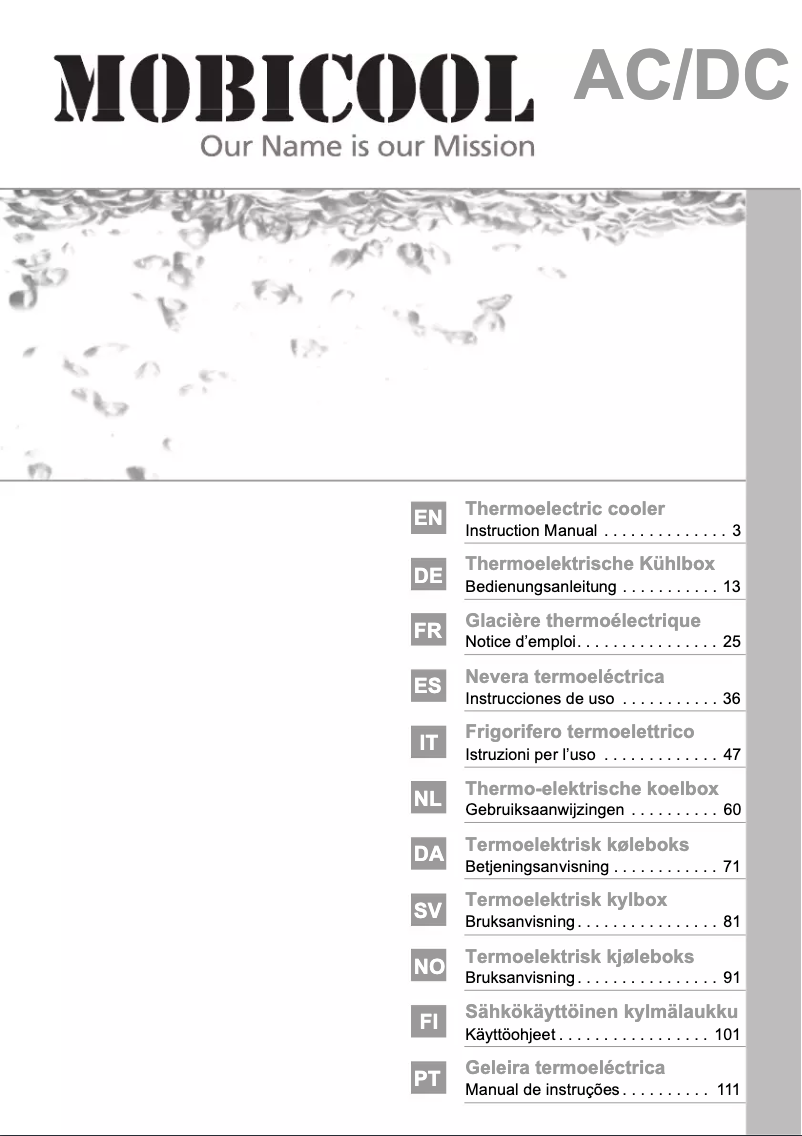 Page 1 de la notice Manuel utilisateur Mobicool V26 AC/DC