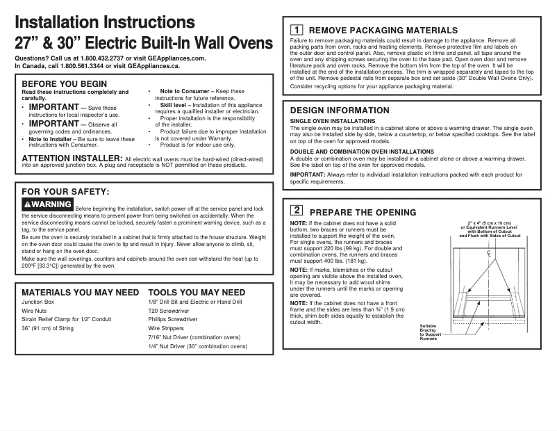 Page n°1 - Guide d'installation Monogram ZKD90DPSNSS
