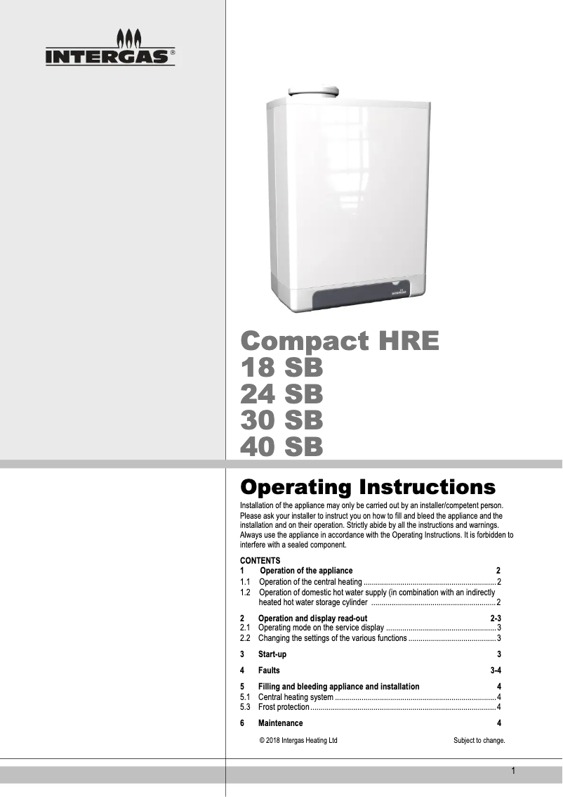 Image de la première page du manuel de l'appareil Compact HRE 18 SB