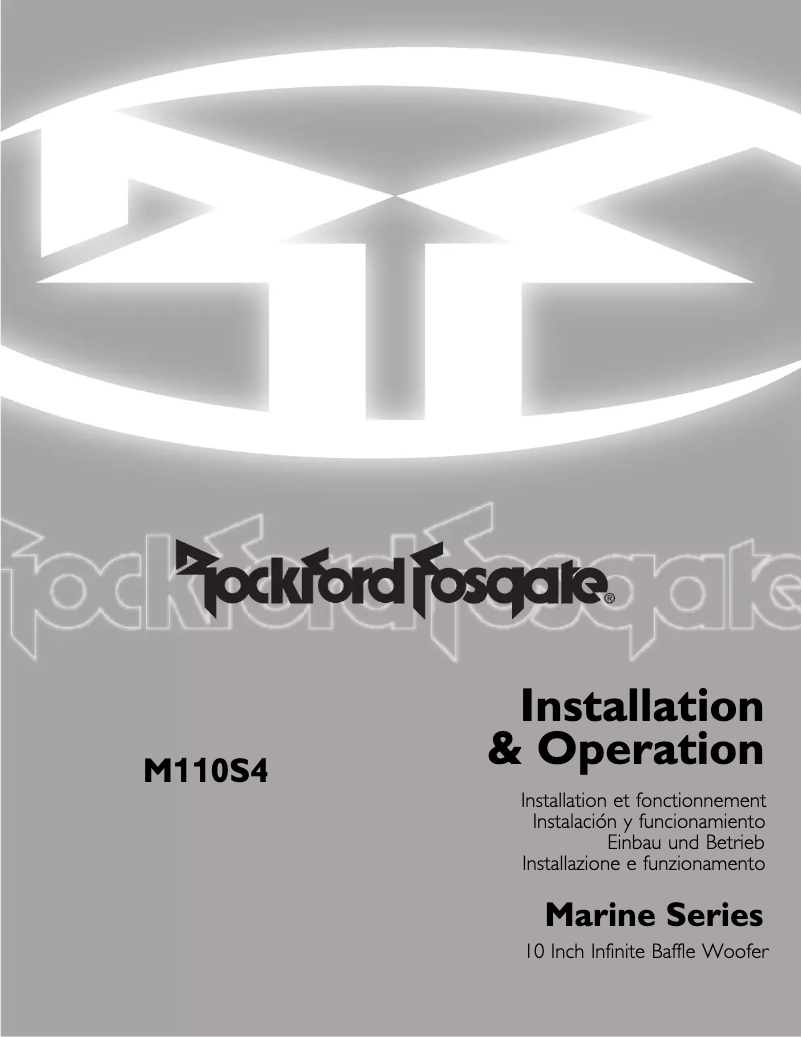 Page n°1 - Manuel utilisateur Rockford Fosgate Marine M110S4
