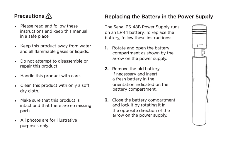 Image de la première page du manuel de l'appareil PS-48B