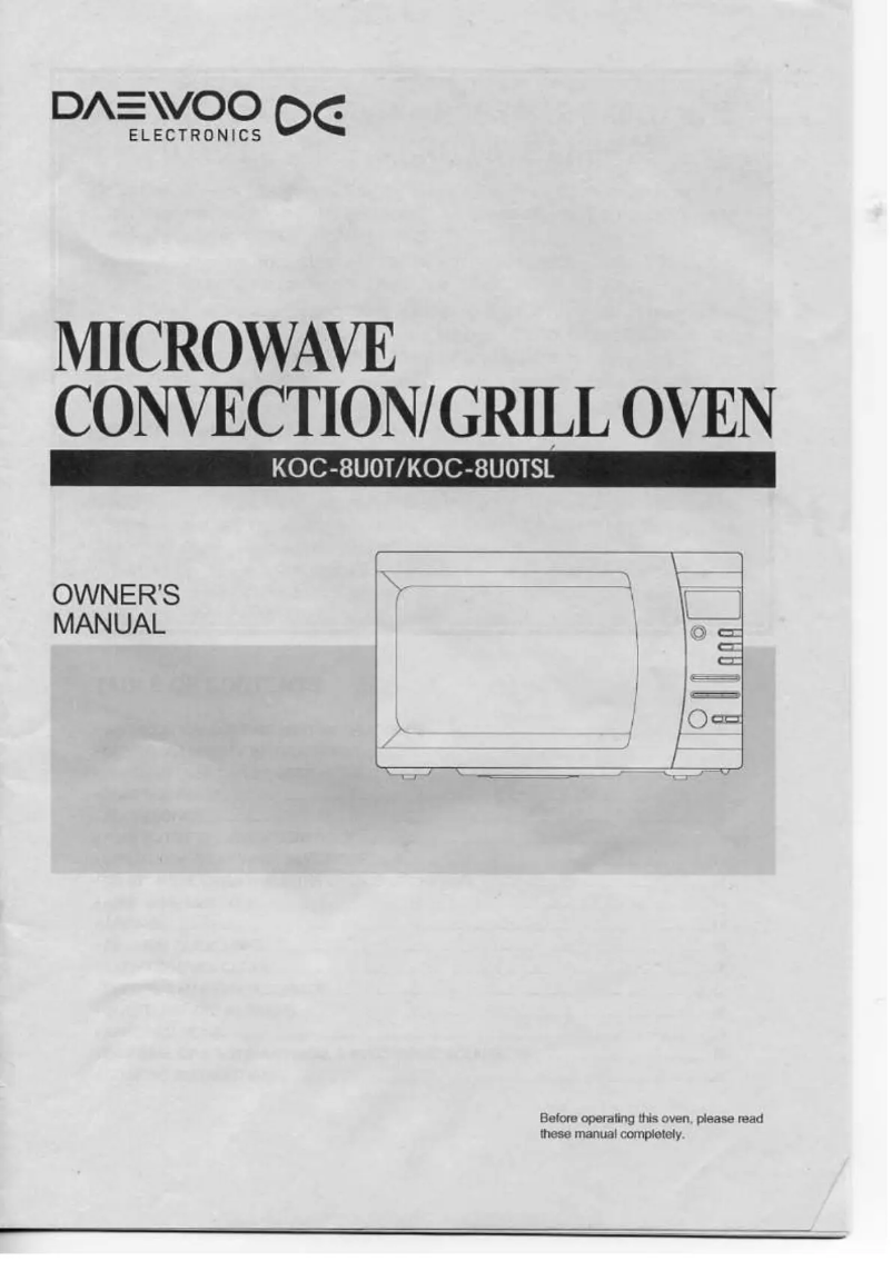 Image de la première page du manuel de l'appareil KOC-8U0TSL