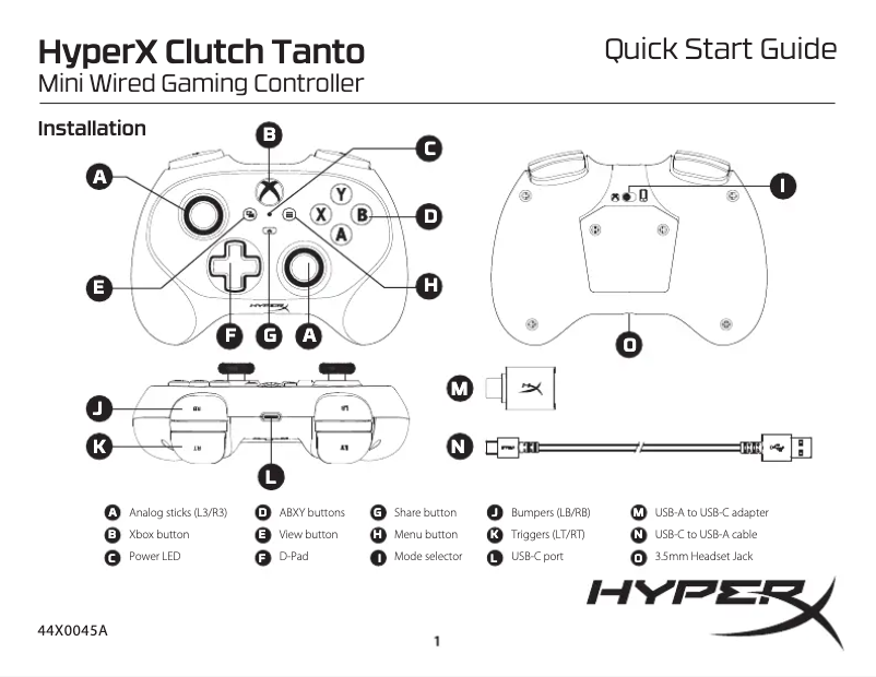 Página 1 del manual Manual de usuario HyperX Clutch Tanto