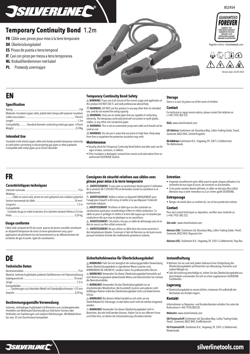 Image de la première page du manuel de l'appareil 852454