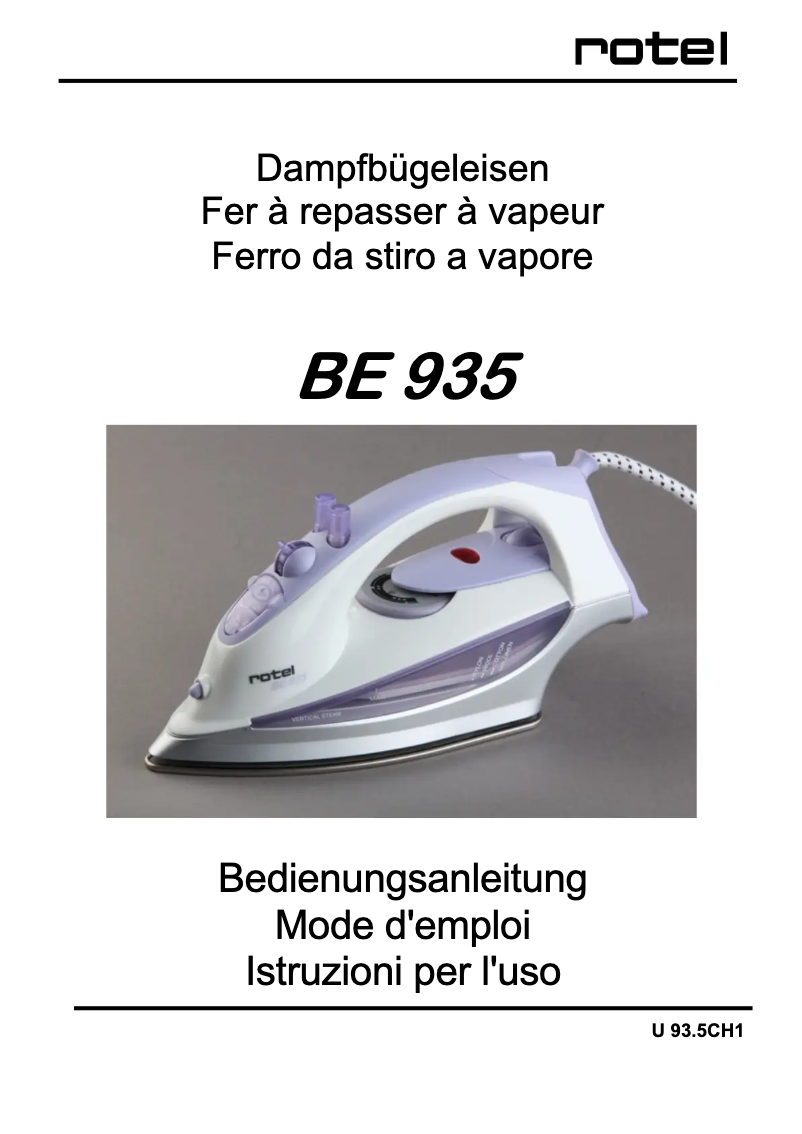 Page 1 de la notice Manuel utilisateur Rotel BE 935