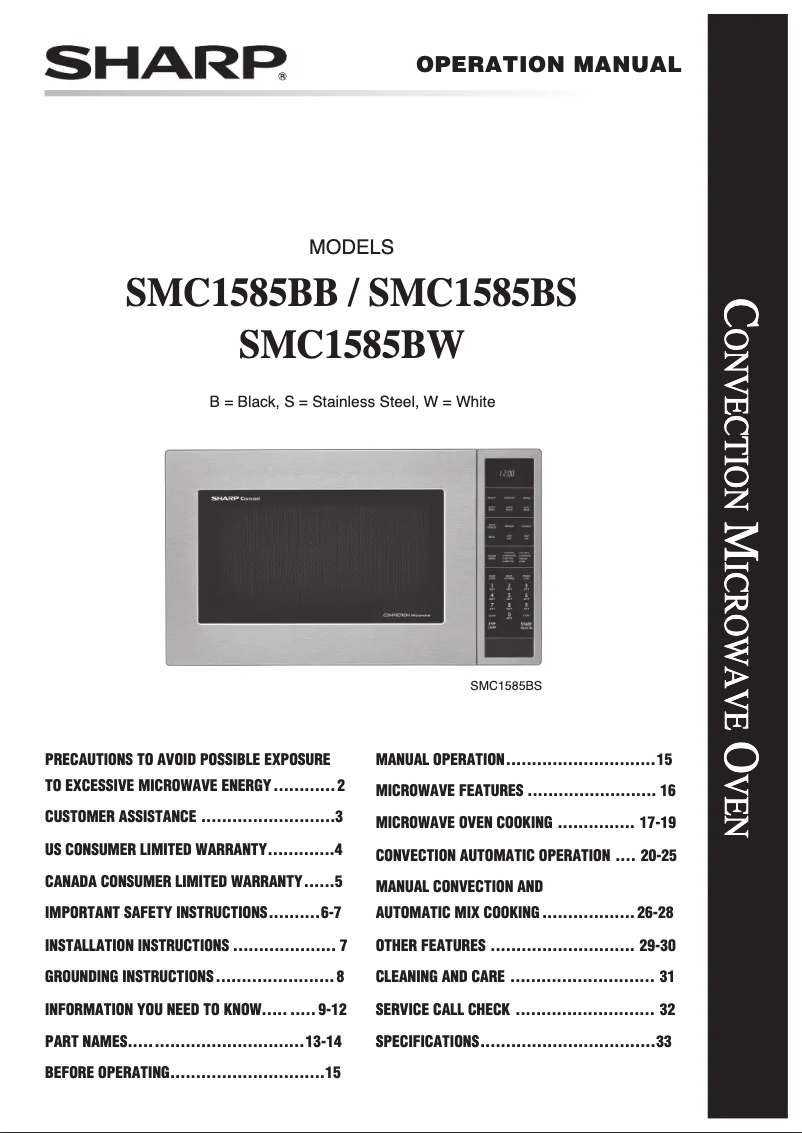 Page n°1 - Manuel utilisateur Sharp SMC1585BW