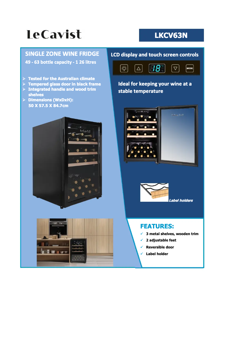 Page 1 de la notice Fiche technique LeCavist LKCV63N