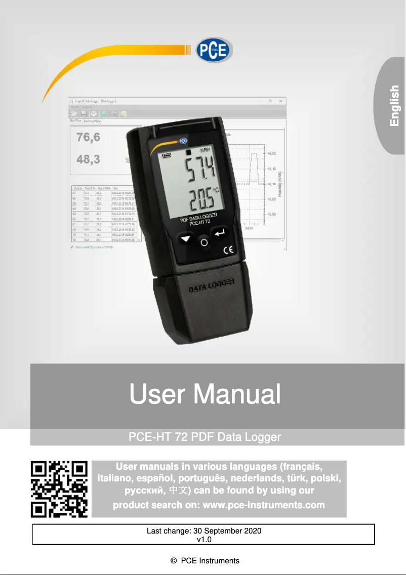 Page n°1 - Manuel utilisateur PCE Instruments PCE-HT 72