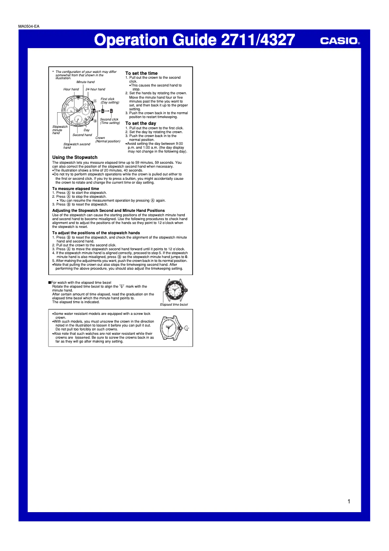 Page 1 de la notice Manuel utilisateur Casio EF-500D-7AVEF