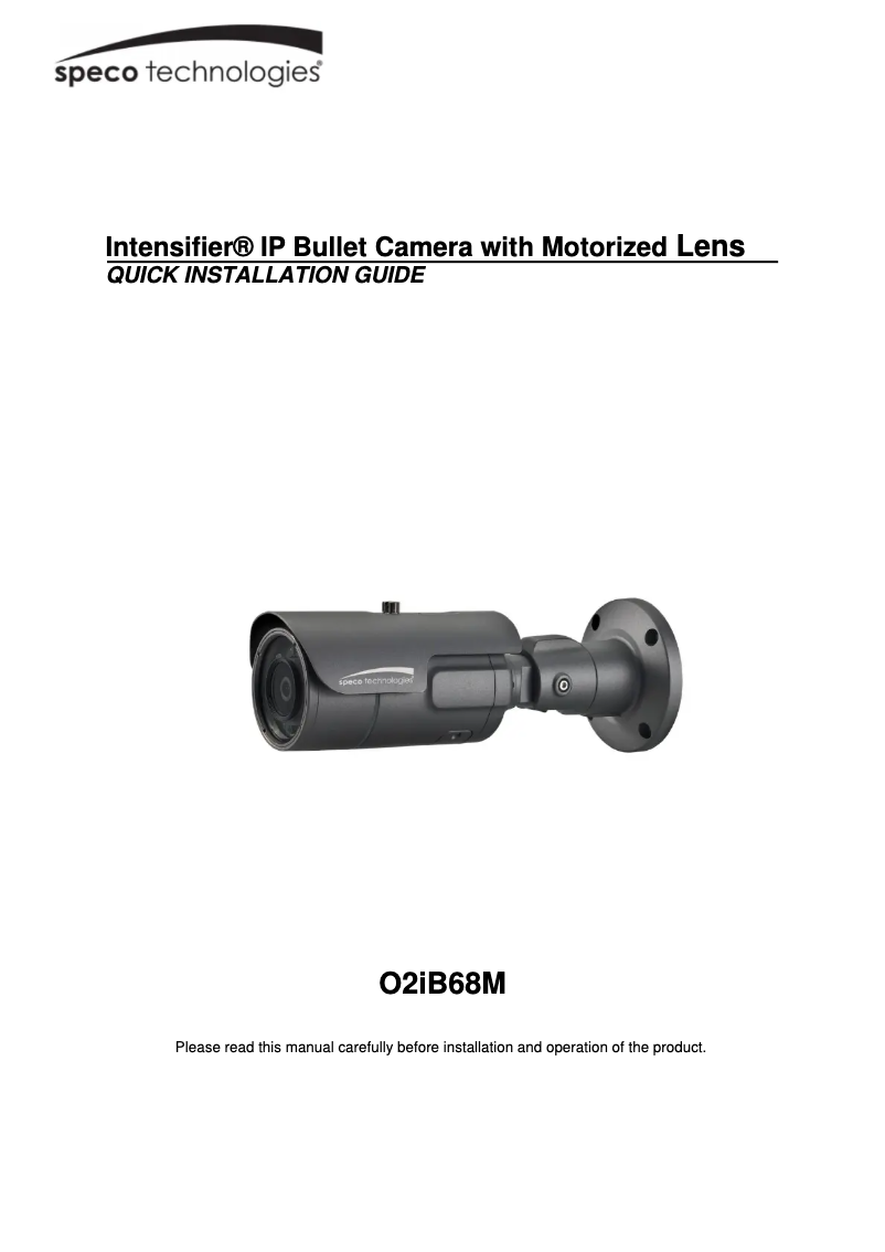 Image de la première page du manuel de l'appareil Intensifier O2IB68M