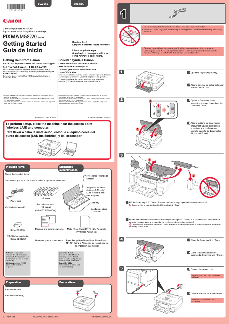 Page 1 de la notice Manuel utilisateur Canon Pixma MG8220