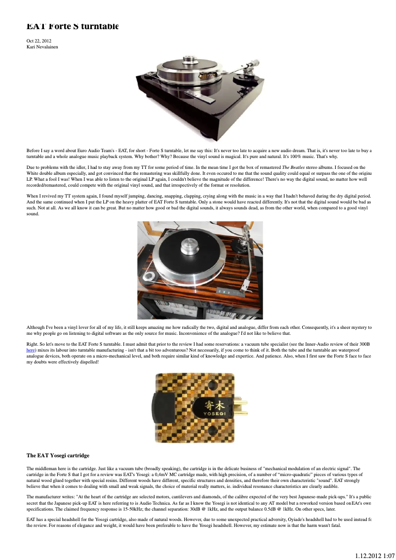 Page n°1 - Manuel utilisateur EAT Forte S