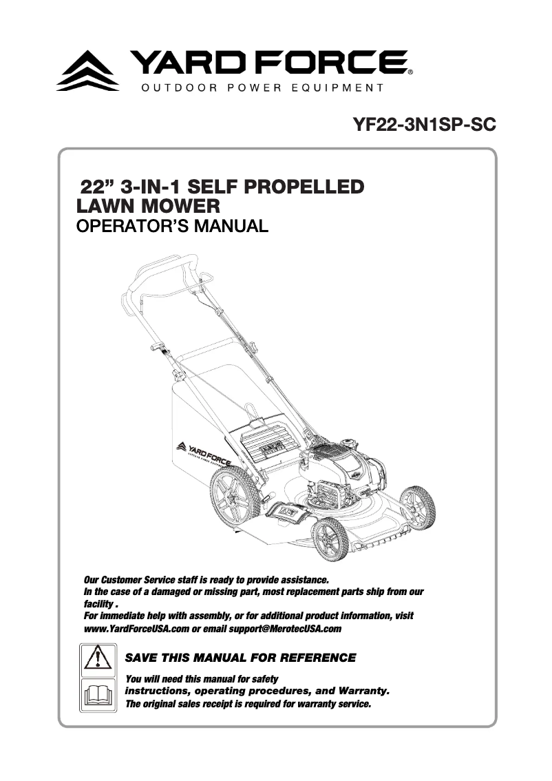 Page 1 de la notice Manuel utilisateur Yard Force YF22-3N1SP-SC