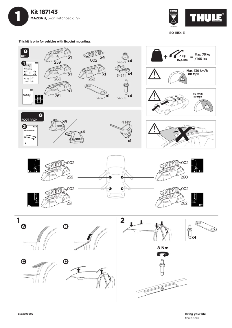 Page 1 de la notice Manuel utilisateur Thule Kit 187143